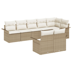 Zestaw 8-osobowy sofa ogrodowa  z poduszkami Beżowy Polirattan