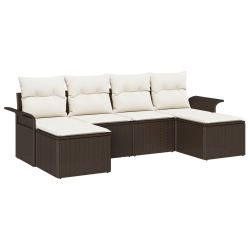 Zestaw 6-częściowy sofa ogrodowa  z poduszkami Brązowy Polirattan