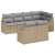Zestaw 7-częściowej sofy ogrodowej z poduszkami Beżowy Rattan PE, Sofa ogrodowa 2-osobowa z poduszkami Beżowy Rattan PE