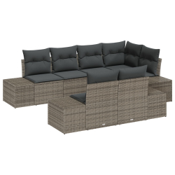 Sofa 7-osobowa ogrodowa z poduszkami Szary Poli Rattan