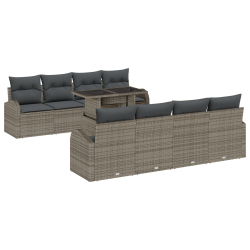 Zestaw Sof Ogrodowych  w 9 Częściach z Poduszkami Szary Poly Rattan