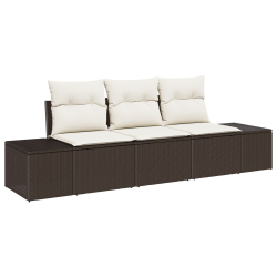 Zestaw 3-częściowy sofa ogrodowa z poduszkami brązowa polirattan