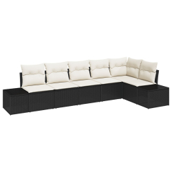 Zestaw Sofa Ogrodowa z Poduszkami Czarny Polirattan