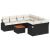 Zestaw 9-elementowy sofa ogrodowa z poduszkami czarny poli rattan akacja, 2-osobowa sofa ogrodowa z schowkiem i poduszkami czarny poli rattan
