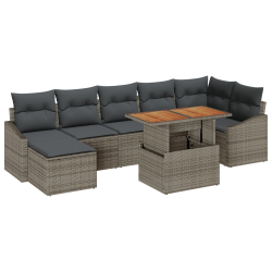 Zestaw 8-elementowy sofa ogrodowa  z poduszkami Szary Polirattan