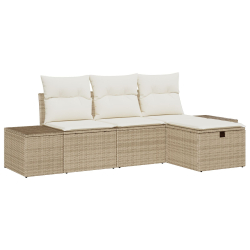 Zestaw 4-częściowy sofa ogrodowa z poduszkami Beżowy