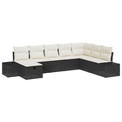 Zestaw Sofa Ogrodowa  w 8 elementach z poduszkami Czarny Polirattan