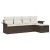 Zestaw sofa ogrodowa 5-częściowy z poduszkami brązowy rattan poliester, Sofa ogrodowa dwuosobowa z przechowalnią i poduszkami brązowy rattan poliester