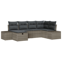 6-częściowy zestaw sofa ogrodowa z poduszkami szary rattan