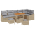 9-częściowy zestaw sof ogrodowych z poduszkami Beżowy Rattan Akacja, 2-osobowa sofa ogrodowa z poduszkami Beżowy Rattan, 3-częściowy zestaw stołowy og