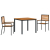 3-częściowy zestaw do jadalni w ogrodzie Czarny Poli Rattan Akacja, Stacking Garden Chairs z poduszkami 2 szt Czarny Poli Rattan, Stół ogrodowy 90x90x