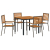5-częściowy zestaw jadalny do ogrodu Szary z polirattanu z acacii,  Stacking Garden Chairs with Cushions 2 szt. Szary polirattan,  Stół ogrodowy 90x90