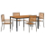5-częściowy zestaw do jedzenia w ogrodzie Szary Poly Rattan Akacja, Stackable krzesła ogrodowe z poduszkami 2 szt. Szary Poly Rattan, Stół ogrodowy 15