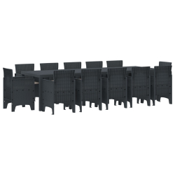 Zestaw Ogrodowy 13-częściowy z Poduszkami Antracytowy Polirattan, Stół Ogrodowy Antracytowy 150x100x73 cm Polirattan, Krzesła Ogrodowe z Poduszkami 4