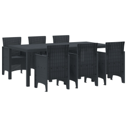 7-częściowy zestaw do jedzenia w ogrodzie antracytowy Poly Rattan