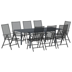 Zestaw mebli do korytarza z 9 elementami stalowymi antracytowymi, Stół ogrodowy rozkładany antracytowy (140-210)x90x73 cm stalowy
