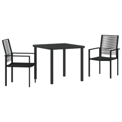 3-częściowy zestaw mebli ogrodowych  Czarny Rattan PVC