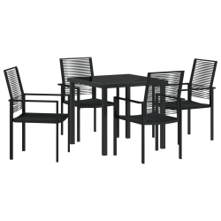 5-częściowy zestaw mebli ogrodowych czarny PVC rattan