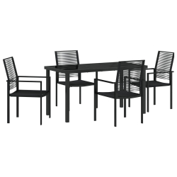 Zestaw 5-częściowy jadalnia ogrodowa  czarny PVC rattan