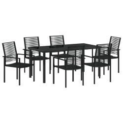 Zestaw obiadowy do ogrodu  7 elementów Czarny Rattan PVC