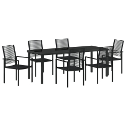 Zestaw do jadalni w ogrodzie  7 szt. Czarny Rattan PVC