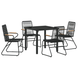Zestaw 5-częściowy do jadalni w ogrodzie Czarny rattan PVC