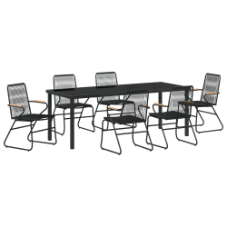 Zestaw do jadalni 7-elementowy  czarny PVC rattan