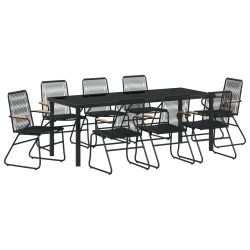 Zestaw Jadalniany  9 Części Czarny Rattan PVC