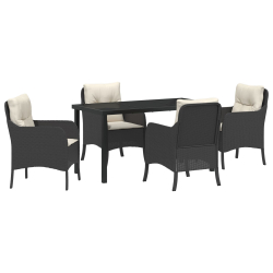 Zestaw 5 Piece Garden Dining Set z poduszkami czarny polirattan
