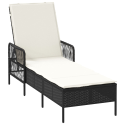 Leżak Czarny i kremowy PE Rattan 157 x 55 x 92 cm