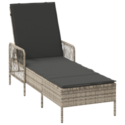 Leżak Jasnoszary PE Rattan 157 x 55 x 92 cm Składany