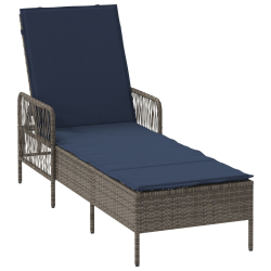 Leżak Szary PE Rattan 157 x 55 x 92 cm Składany Leżak