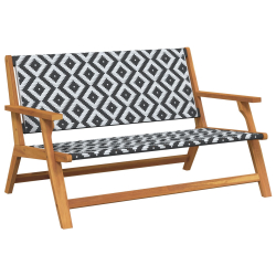 Czarnobiała ławka ogrodowa  122x76x73.5 cm z litego drewna akacjowego