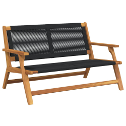 Ławka ogrodowa Czarna 76x122x73 cm Lite drewno akacjowe