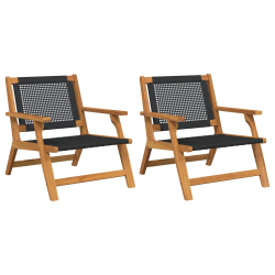 Krzesła ogrodowe  2 szt. czarne 76x67x73.5 cm z litego drewna akacjowego