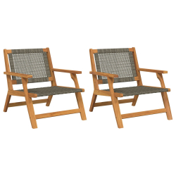 Krzesła ogrodowe  2 szt Szare 76x67x73.5 cm Solidne drewno akacjowe
