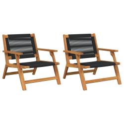 Krzesła ogrodowe 2 szt. Czarne 67x77x73 cm Lite drewno akacjowe