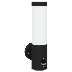 Zewnętrzna lampa ścienna z czujnikiem Czarna stal nierdzewna IP44
