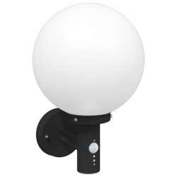 Lampa ścienna na zewnątrz  z czujnikiem Czarna Stal nierdzewna IP44