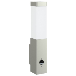 Lampa ścienna  z czujnikiem srebrna stal nierdzewna IP44