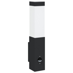 Lampa ścienna zewnętrzna  z czujnikiem, Czarna, Stal nierdzewna, IP44