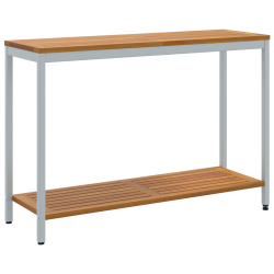 Stół do ogrodu Naturalny i Szary 35x110x75 cm z Litego Drewna i Stali