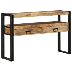 Stoliki nocne Czarny 120x33x75 cm Lite drewno mango i metal