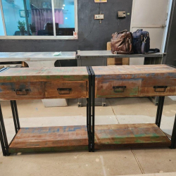Stół konsolowy z szufladami 160x33x75 cm z odzyskanego drewna