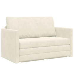 Sofa na podłogę z funkcją łóżka 2 w 1  Kremowa 124x204x61 cm Welur