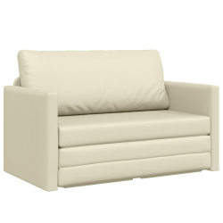 Sofa Ziemna 2 w 1 Kremowa 124x71x78 cm skóra ekologiczna