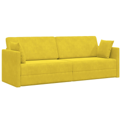 Sofa na podłodze 2 w 1 Żółta 213x144x60 cm Welur