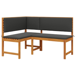 Ławka narożna do ogrodu z poduszkami 140x100x91 cm z litego drewna akacjowego