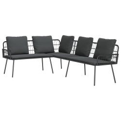 Sofa w kształcie litery L Czarna 231x173x78 cm z Polirattanu
