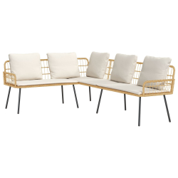 Sofa w kształcie L Natural 231x173x78 cm z polirattanu